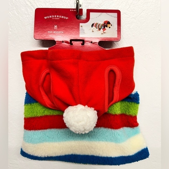 WONDERSHOP Holiday Stripe Sherpa Dog Pet Hoodie - Picture 2 of 5